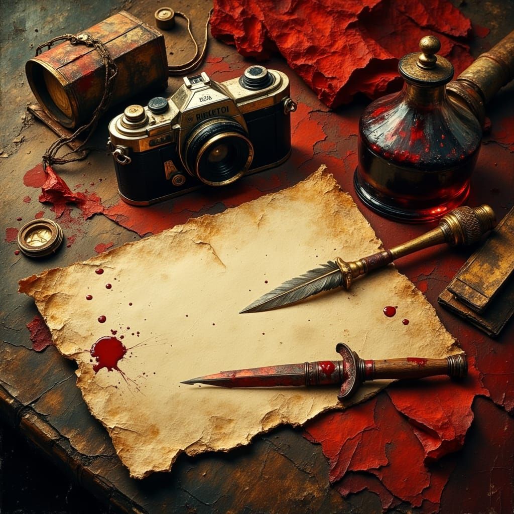 Vintage Writing Scene with Dramatic Lighting