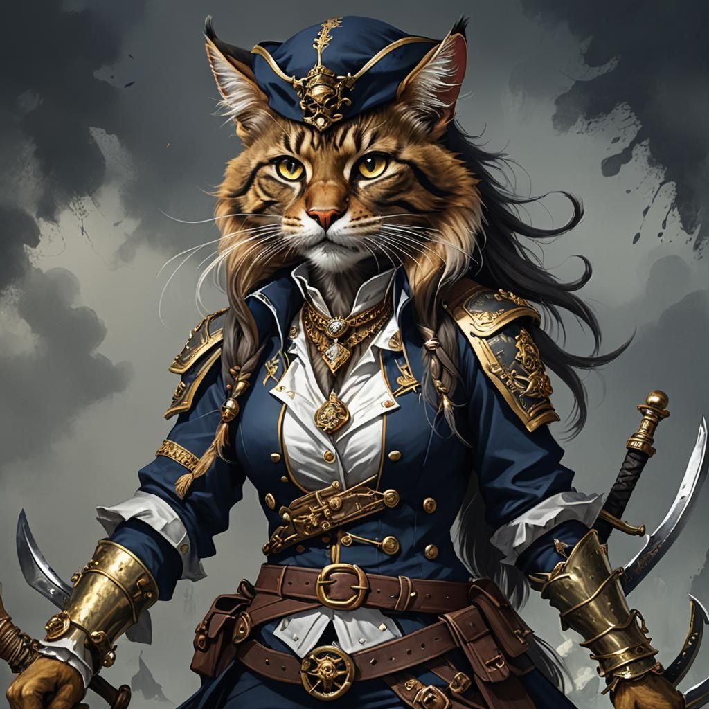 Tabaxi Pirate Duelist in Detailed Matte Painting