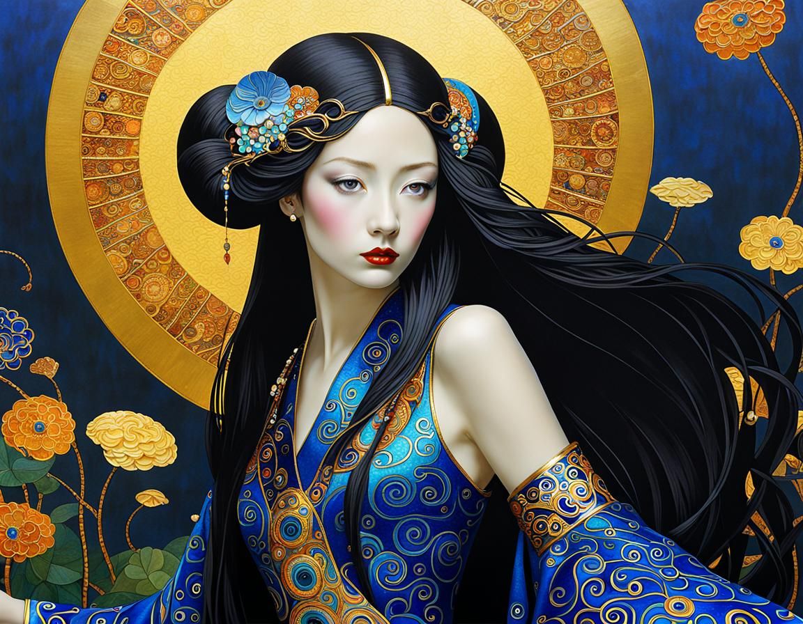 Grimdark Fantasy in Cloisonné Klimt Style