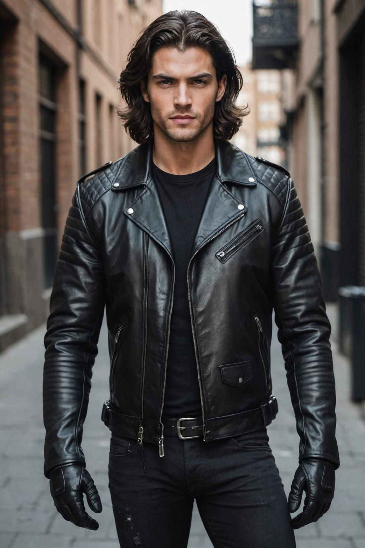 Handsome Man in Leather Jacket