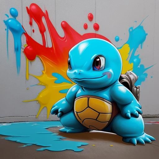 Squirtle Graffiti Art in Splash Style