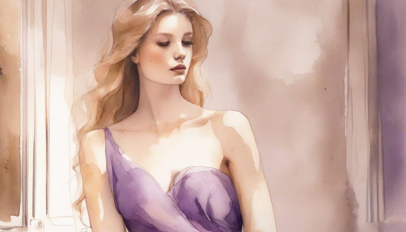 Elegant Female Form in Soft Watercolor Hues
