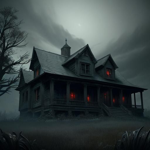 Eerie Haunted Farmhouse Investigation in Dark Fantasy Style