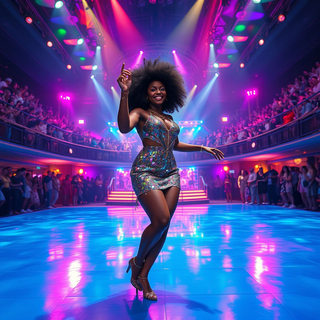 Energetic Dancer on Vibrant Dance Floor in Digital Art Style