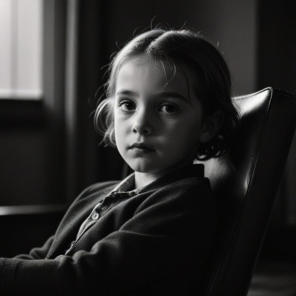Film Noir Child Portrait in Black and White