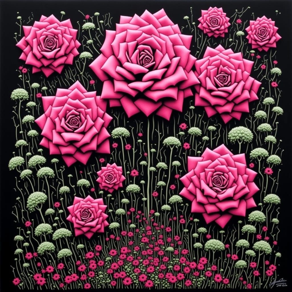 Graffiti Style Pink Void Rose