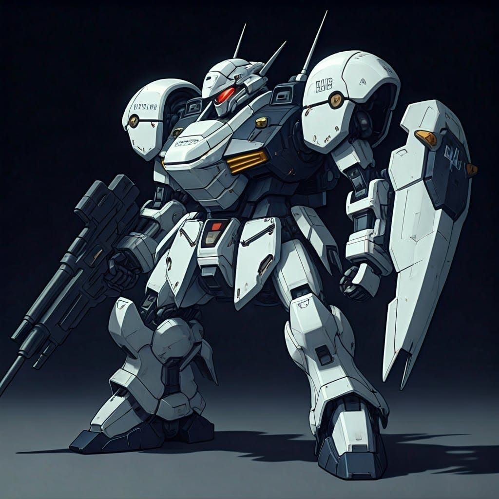 Heroic Police Mech in Dynamic Manga Style