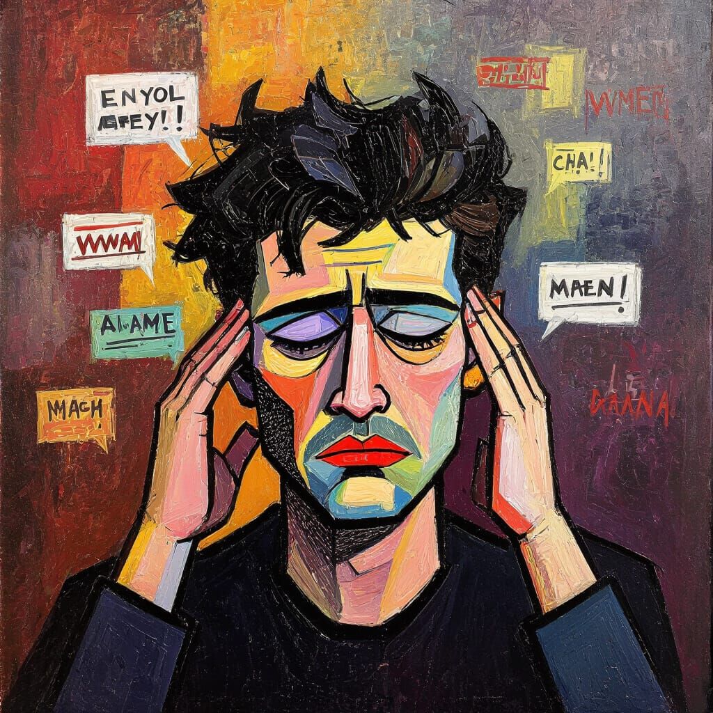 Frustrated Person Overwhelmed by Annoying Messages