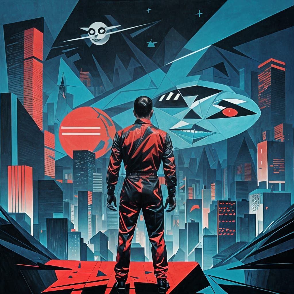 Pablo Picasso meet Akira.. in Cubist futuristic world.