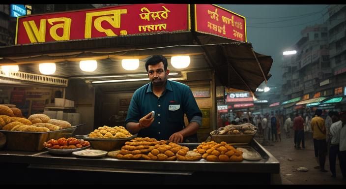 Mumbai Vada Pav Vendor: Cinematic Film Still