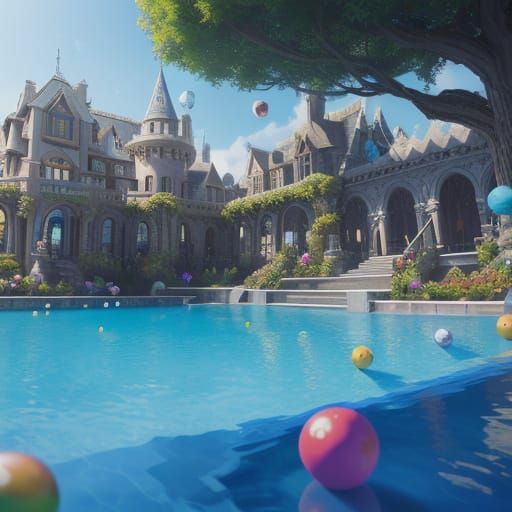 Surreal Candy Kingdom Oasis in Vibrant Glass Spheres