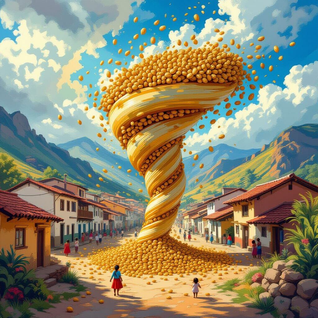 Fantastical Peanut Tornado in Peruvian Village
