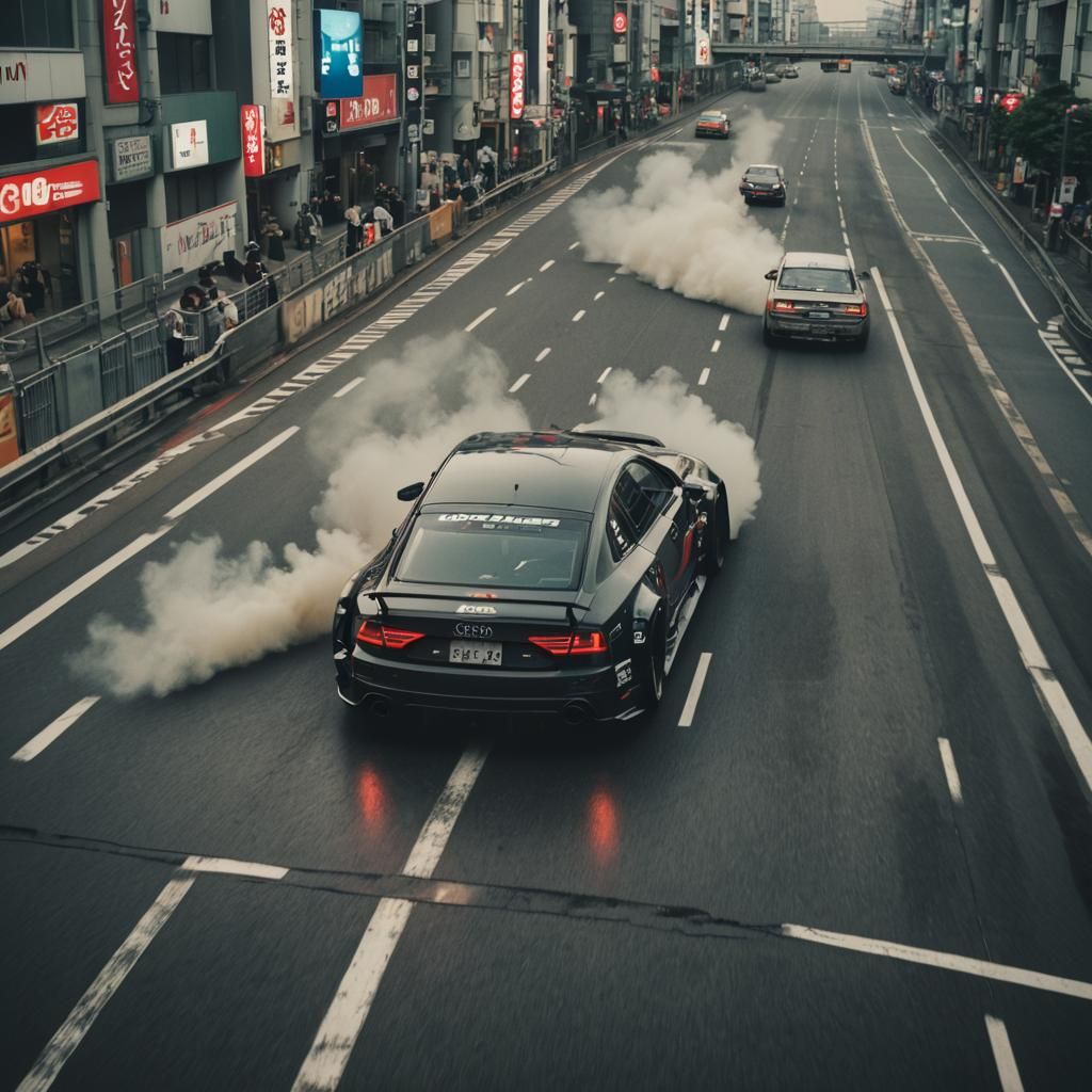 Audi Drifting in Tokyo: Cinematic Film Still