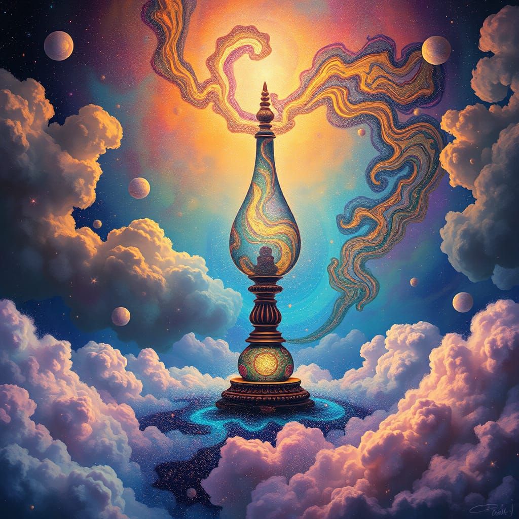 Surreal Iridescent Lamp in Astral Realm