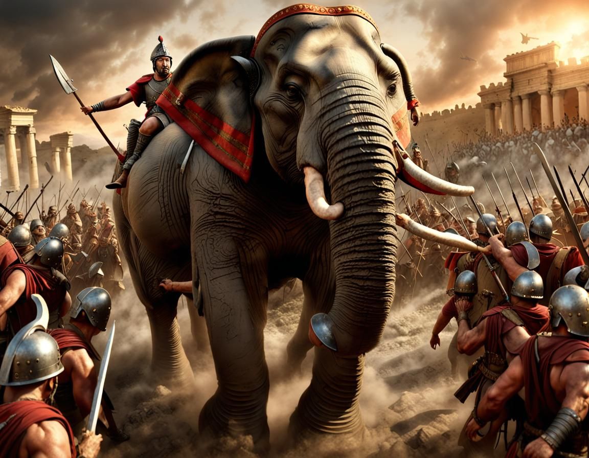 Hannibal Barca Rides Giant Elephant in Epic Battle