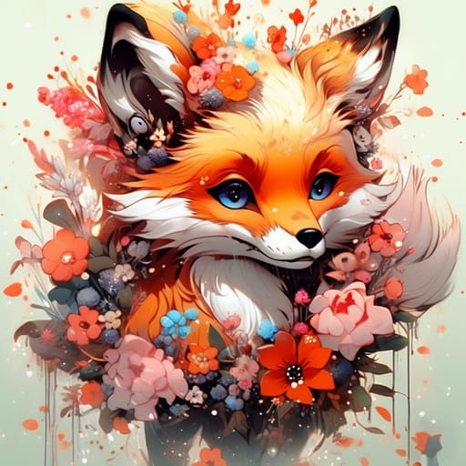 Adorable Chibi Fox Cartoon Illustration
