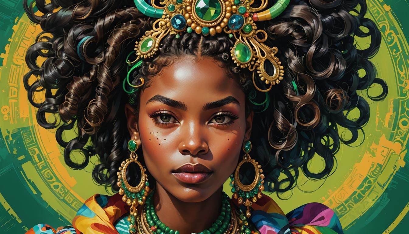 Vibrant Beauty Portrait with Abstract Crystal Hands