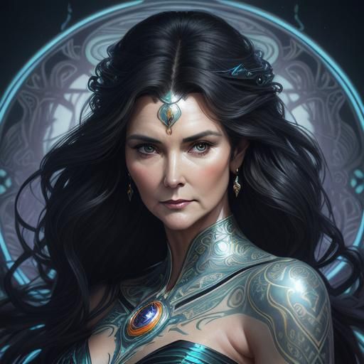 Regal Portrait with Art Nouveau Flair