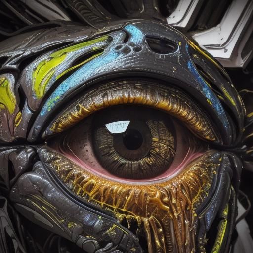 Hyperrealistic Alien Technology in Intense Neon Colors