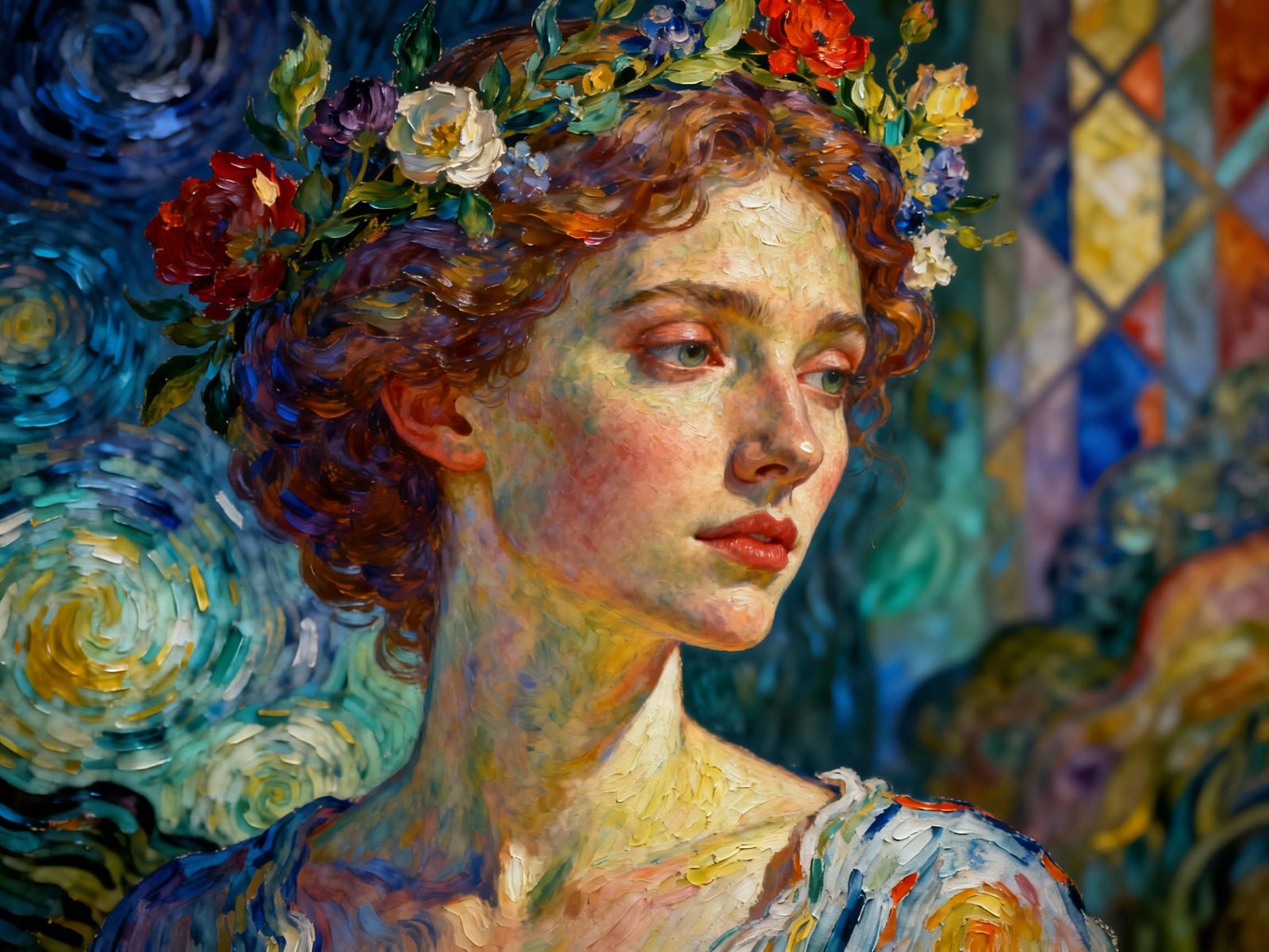 Intricate Watercolor Impasto Art with Volumetric Lighting