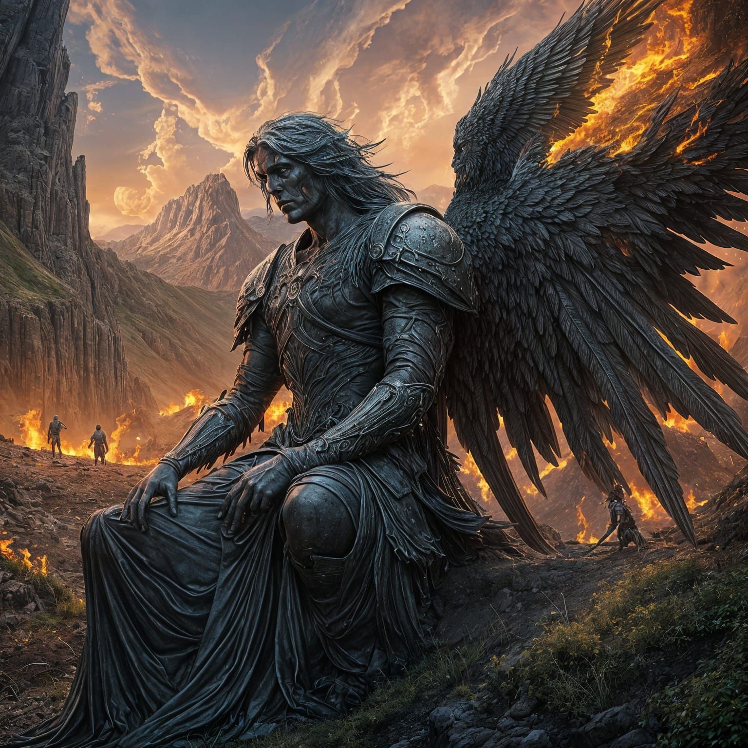 Apocalyptic Angel of Death in Double Exposure