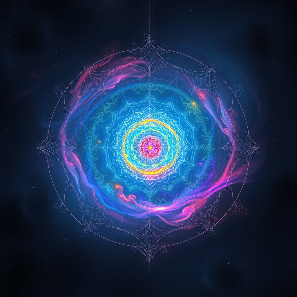 Iridescent Seed of Life in Mystical Aura