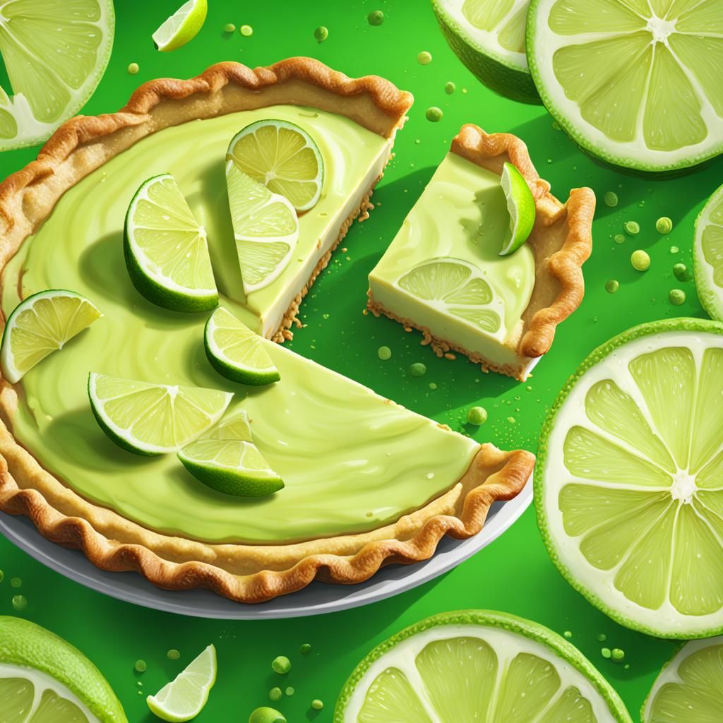Key Lime Pie in Hyperrealistic Splash Art