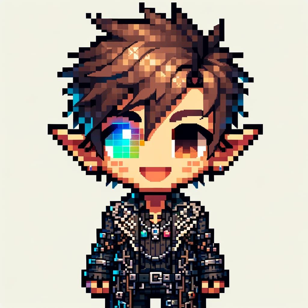 Pixel Goblin Gamer in Cyberpunk Attire