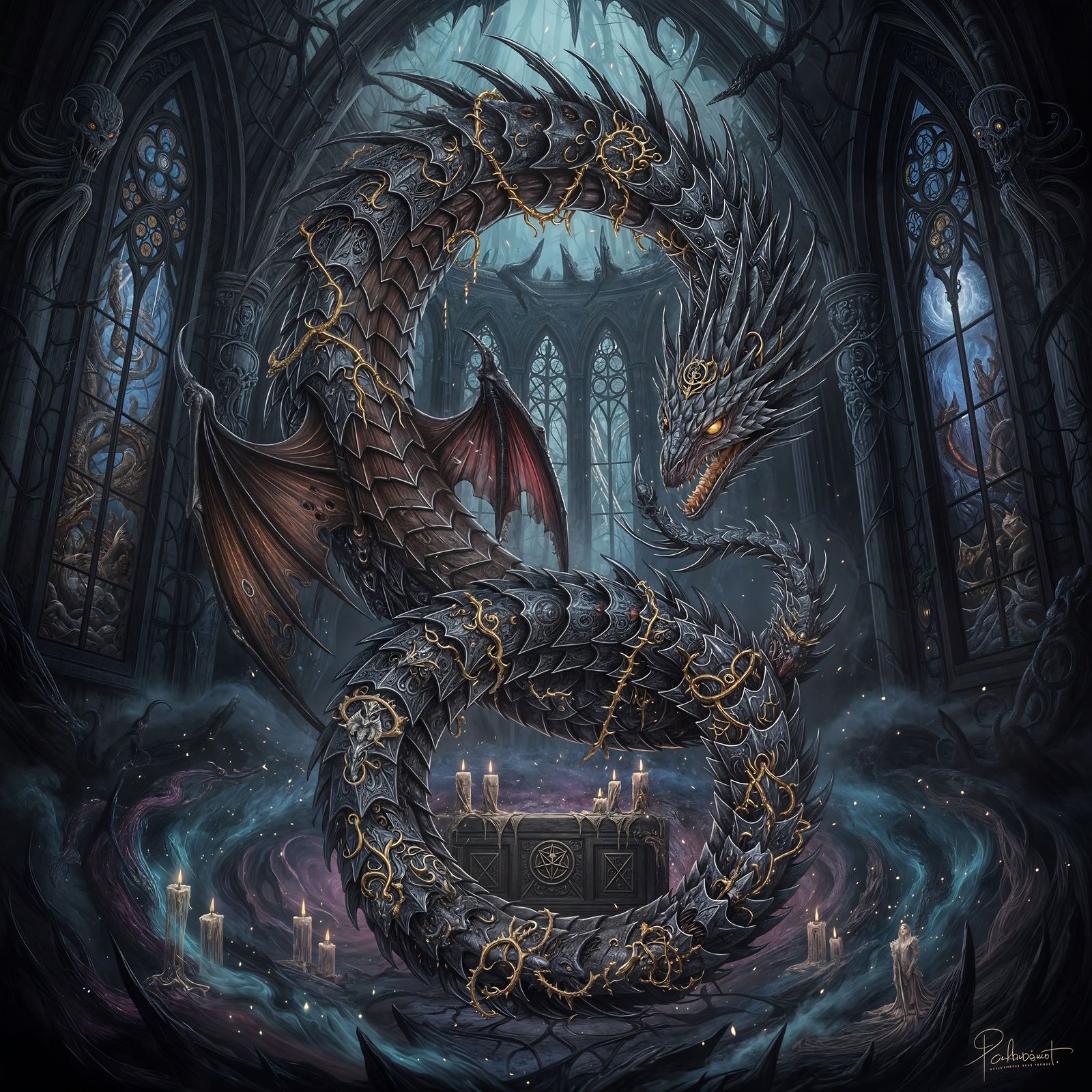 Ouroboros: Looping Serpent in Gothic Style