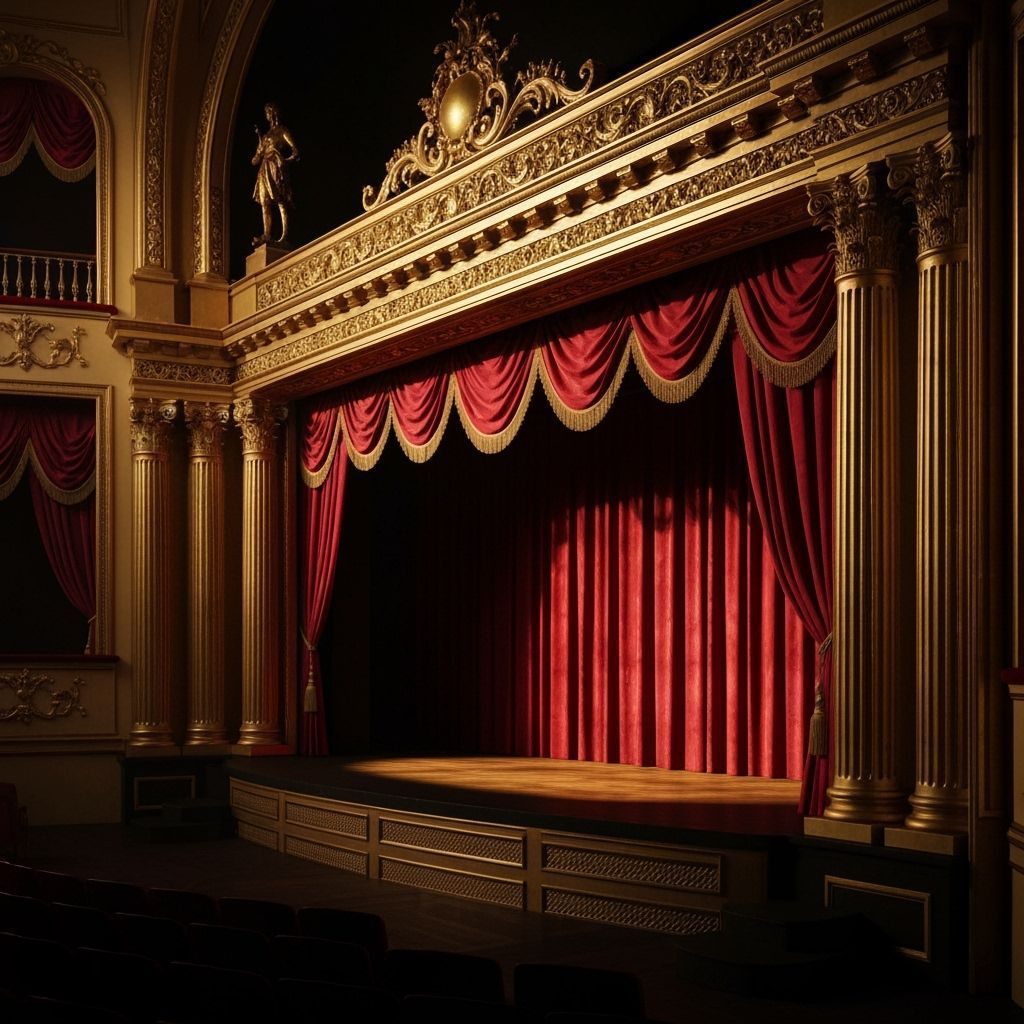 Ornate Baroque Proscenium in Futuristic Digital Art Style