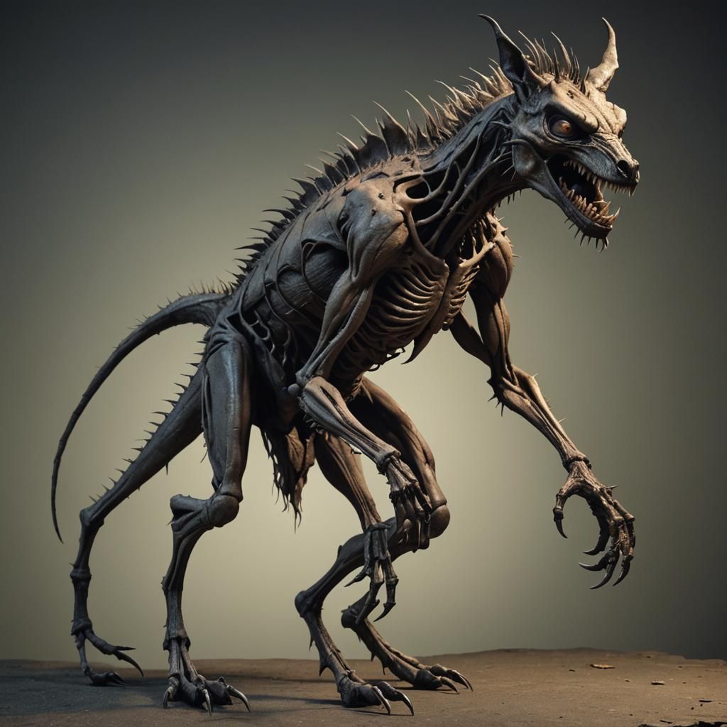 Realistic 3D Chupacabra with Exaggerated Anatomy
