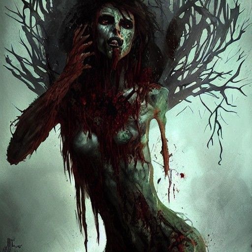 Sinister Zombie Dryad Creature by Greg Rutkowski