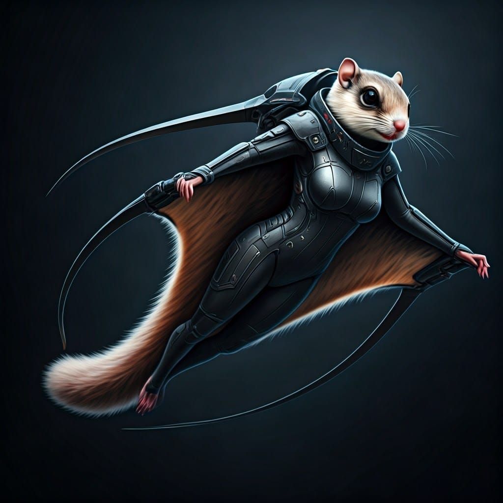 Aerial Adventurer in Cyberpunk Style