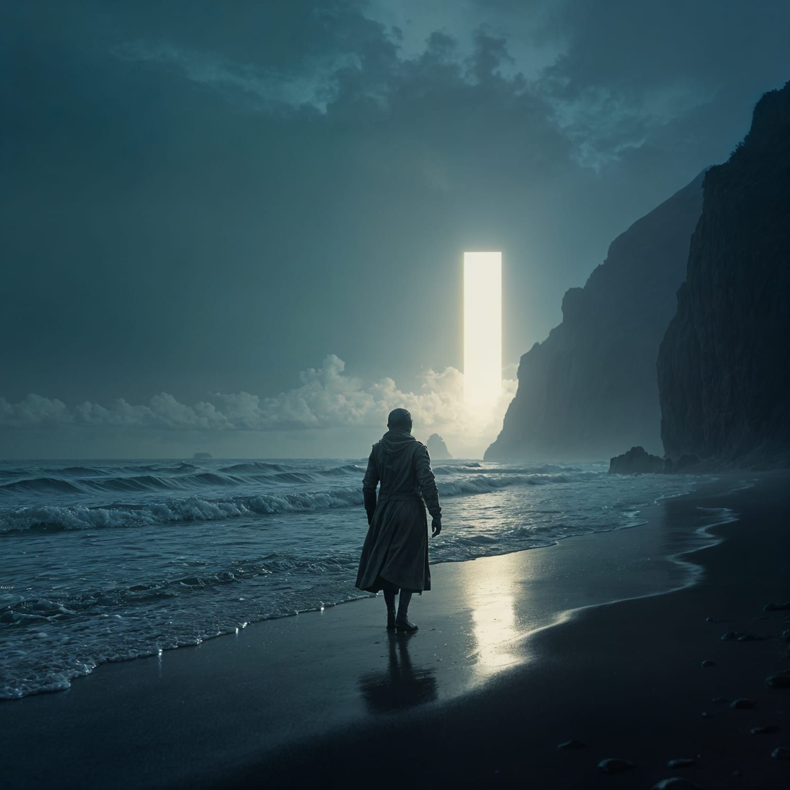 Mysterious Portal Beckons on Deserted Beach