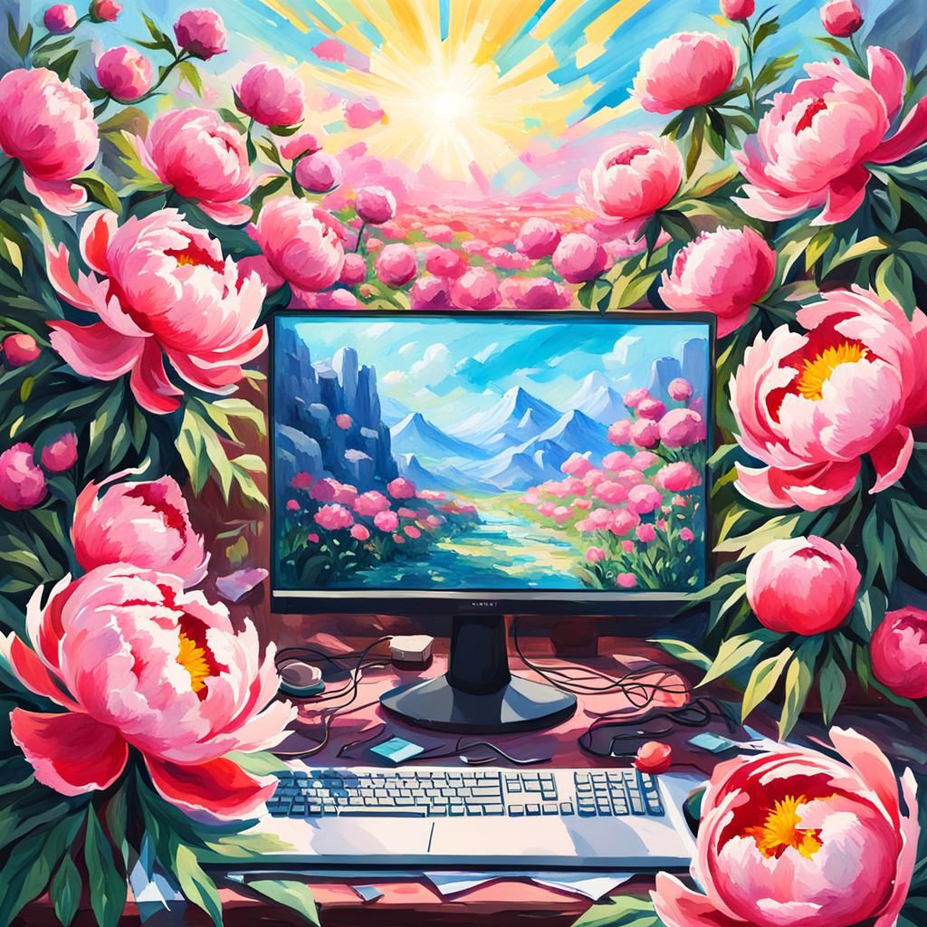 Epic Spring Gaming World in Gouache Watercolor Style