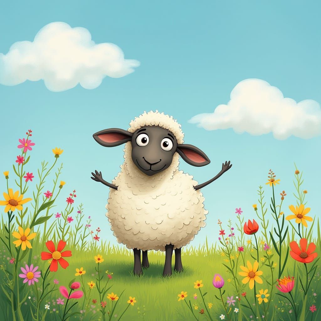 Silly Sheep on a Whimsical Meadow