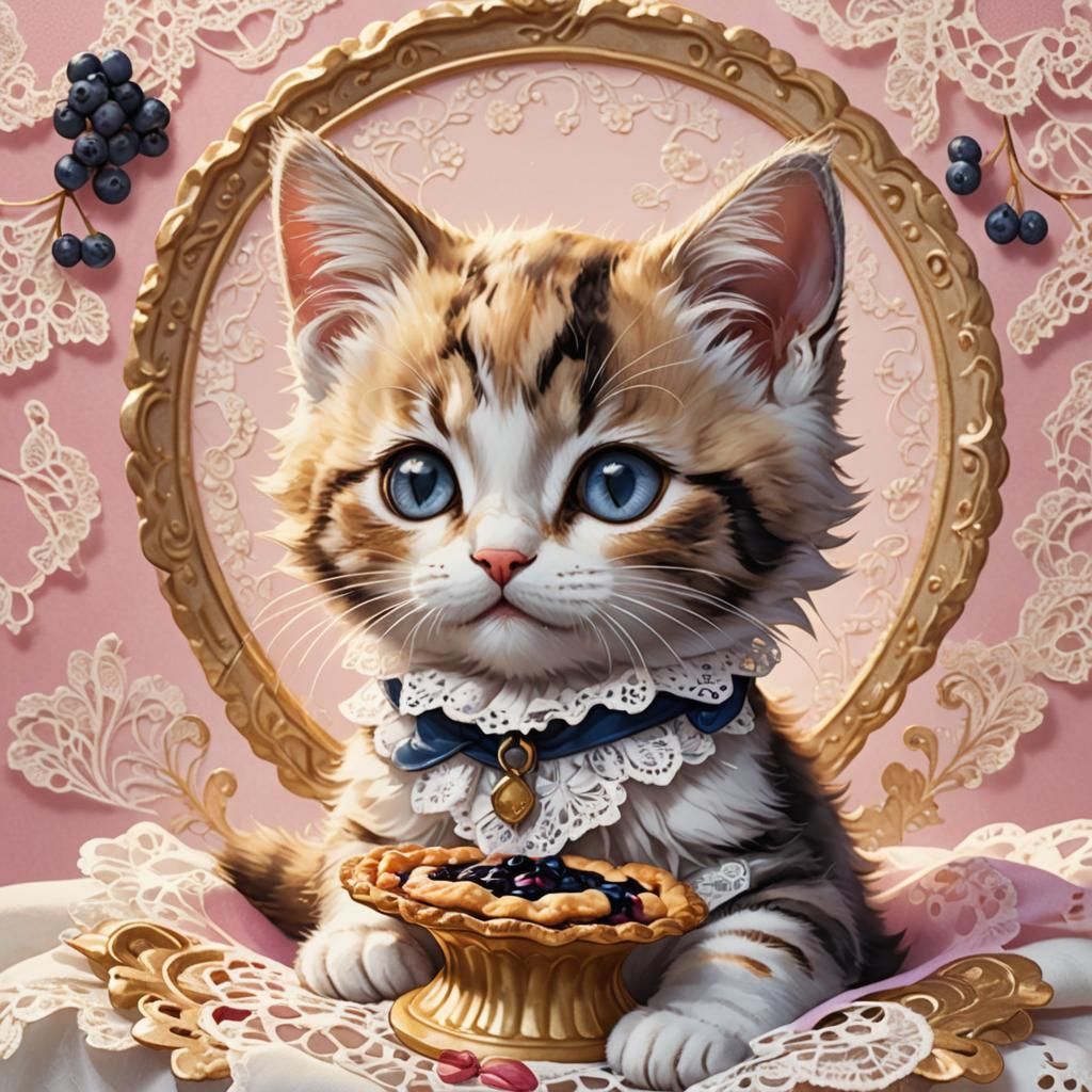 Blueberry Pie Kitten in Anime Style