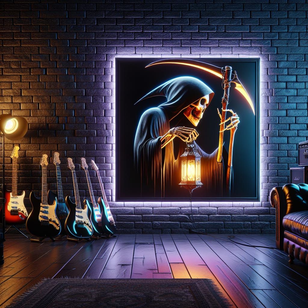 Rockstar's Dark Sanctuary with Guitars and Reaper Skeleton