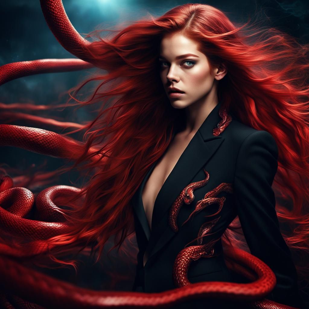 Barbara Palvin as Singer with Bioluminescent Snake Makeup