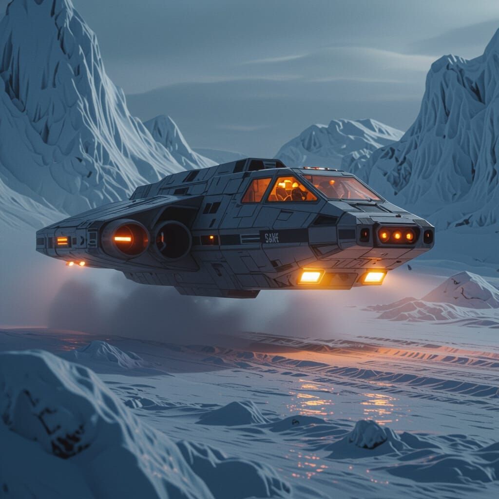 Eagle Transporter on Grim Alien Planet, Cinematic Lighting