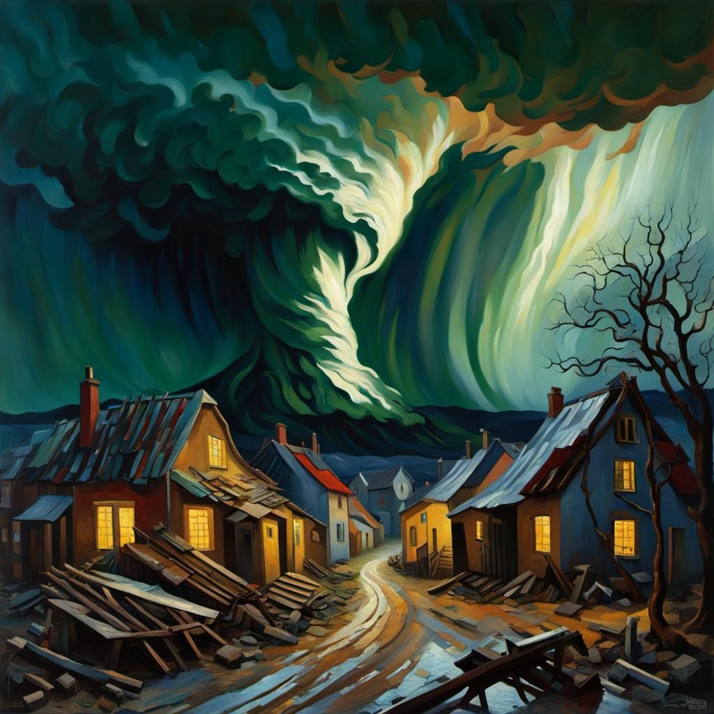 Tornado Devastation in Expressionist Matte Painting