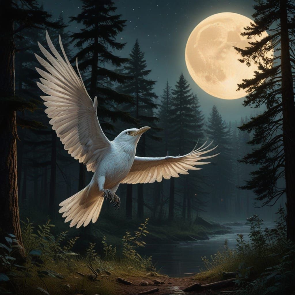 Giant Thunderbird Soars Under Oregon's Full Moon
