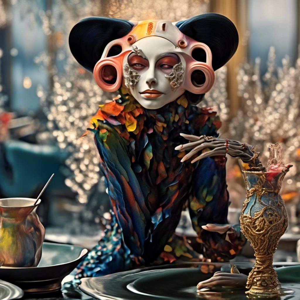 Beautiful Alien in Polychromatic Abstract Matte Painting