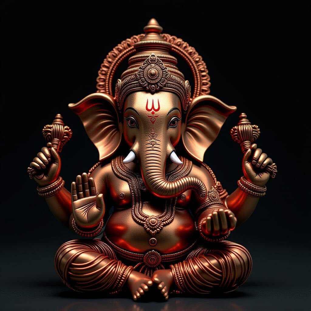 Lord Ganesha: Copper Wire Art in Industrial Style