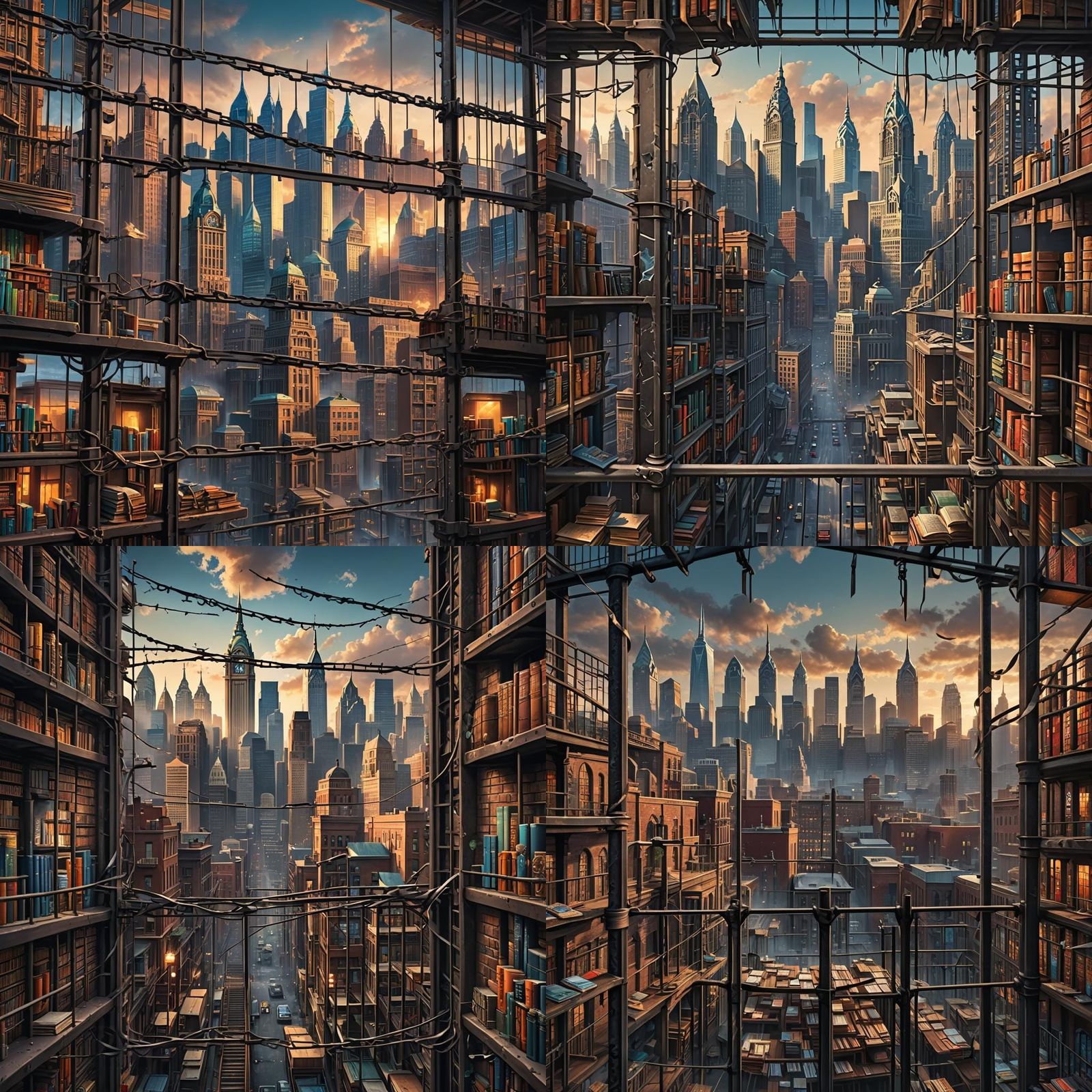 Philadelphia Skyline and Prison Mural: Detailed Matte Painti...