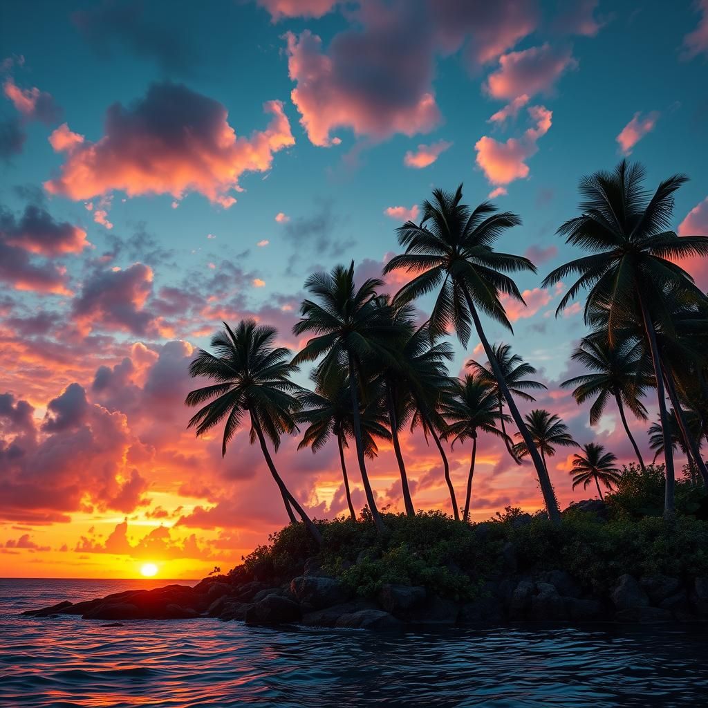 Sunset Palm Trees at Lovers Leap, Guam