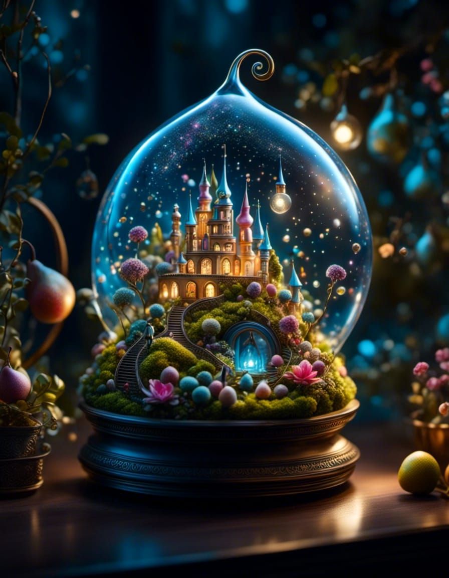 Microscopic Utopia in Glistening Glass Pear