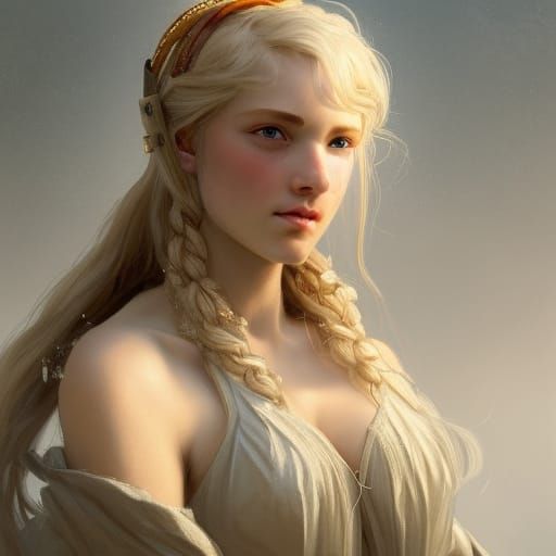 Medieval Peasant Girl Portrait in Hyperdetailed Style