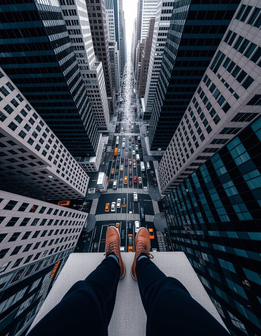 Vertigo Inducing Skyscraper Ledge Photograph