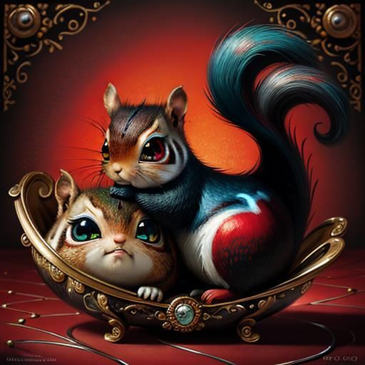 Cute Surreal Squirrel in Pixar Style